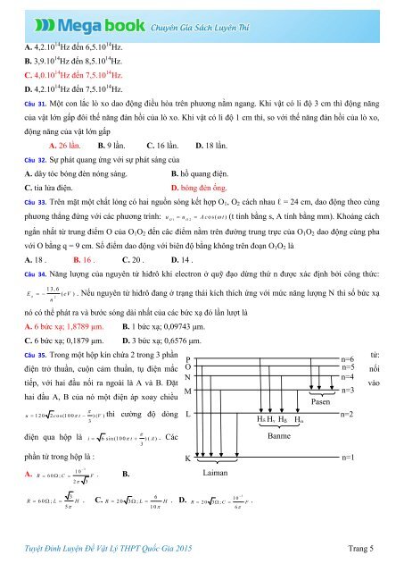 Tuyệt Đỉnh Luyện Đề THPT Quốc Gia môn Toán, Lý, Hóa, Sinh, Anh - Mega book