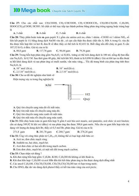 Tuyệt Đỉnh Luyện Đề THPT Quốc Gia môn Toán, Lý, Hóa, Sinh, Anh - Mega book