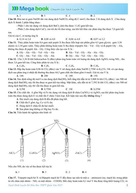 Tuyệt Đỉnh Luyện Đề THPT Quốc Gia môn Toán, Lý, Hóa, Sinh, Anh - Mega book