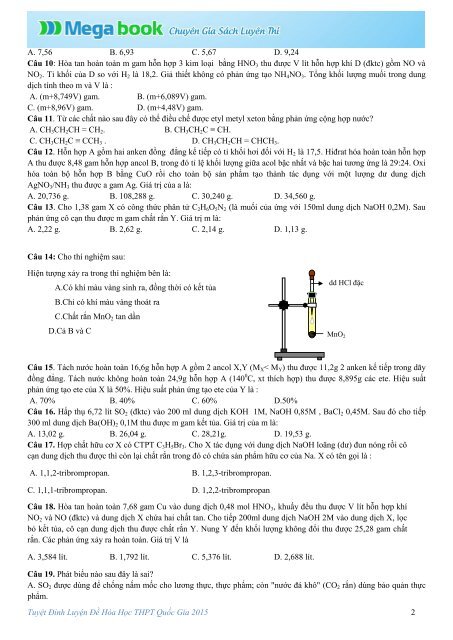 Tuyệt Đỉnh Luyện Đề THPT Quốc Gia môn Toán, Lý, Hóa, Sinh, Anh - Mega book