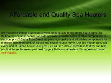 Affordable and Quality Spa Heaters