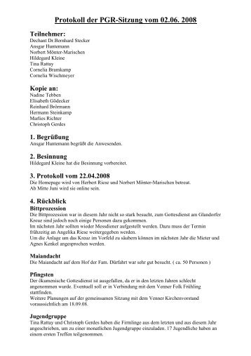 Protokoll der PGR-Sitzung vom 02.06. 2008 - St. Lambertus ...