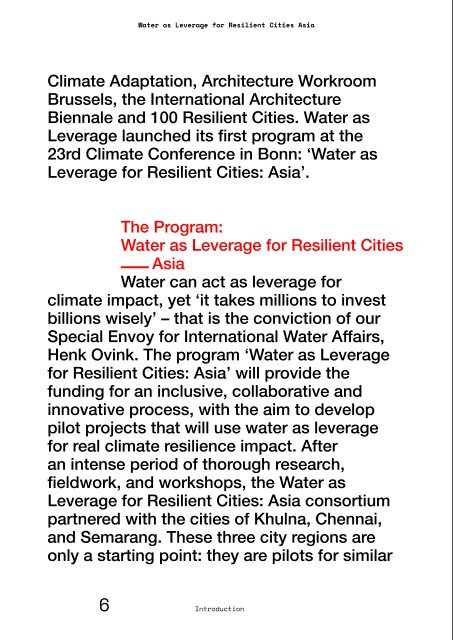 Water as Leverage- Setting the scene for a call for action