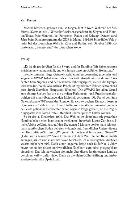 Namibia 10 Jahre nach der Unabhängigkeit - Heinz-Kühn-Stiftung