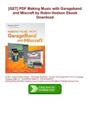 [GET] PDF Making Music with Garageband and Mixcraft by Robin Hodson Ebook Download