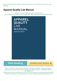 [PDF] Apparel Quality Lab Manual by Janace E. (Texas Christian University, USA) Bubonia READ ONLINE
