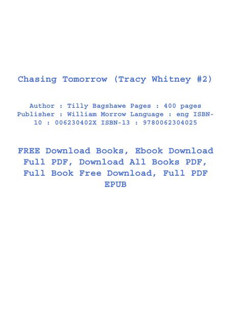 PDF DOWNLOAD eBook Free Chasing Tomorrow (Tracy Whitney #2) {PDF Full|Online Book|PDF eBook|Full PDF|eBook