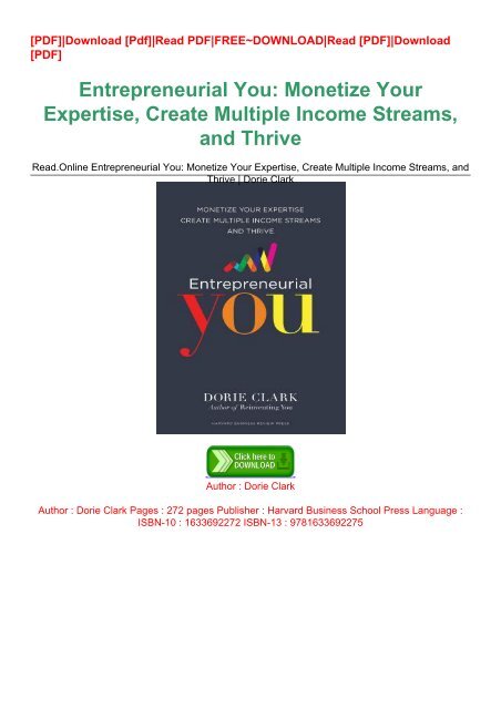 Read.Online Entrepreneurial You: Monetize Your Expertise, Create Multiple