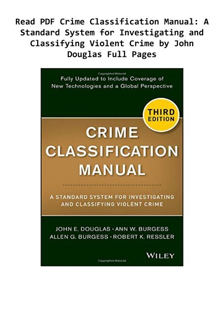 Read PDF Crime Classification Manual: A Standard System for ...