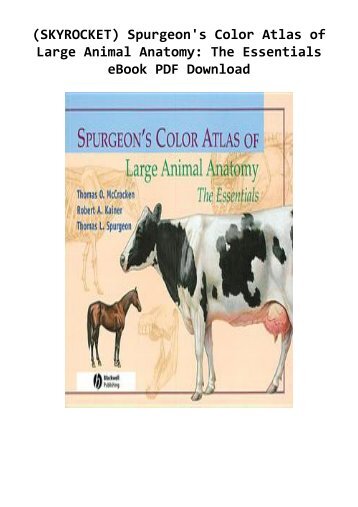 (SKYROCKET) Spurgeon's Color Atlas of Large Animal Anatomy: The Essentials eBook PDF Download