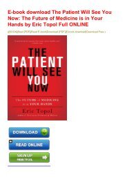 E-book download The Patient Will See You Now: The Future of Medicine is in Your Hands by Eric Topol Full ONLINE