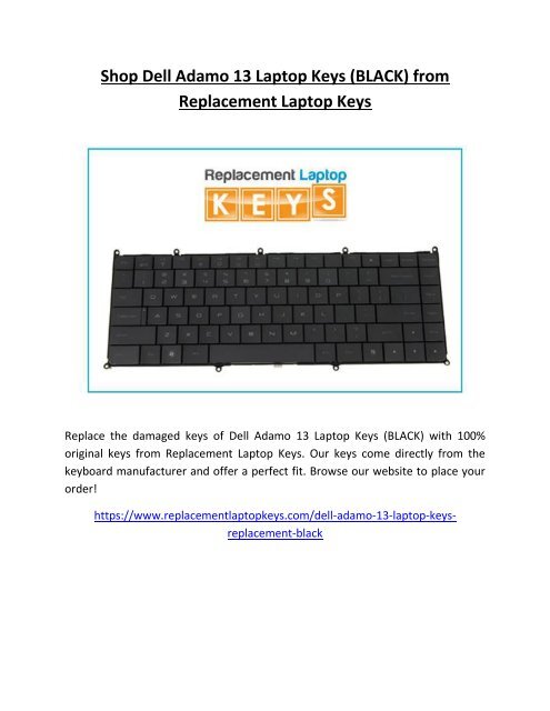 Shop Dell Adamo 13 Laptop Keys (BLACK) from Replacement Laptop Keys
