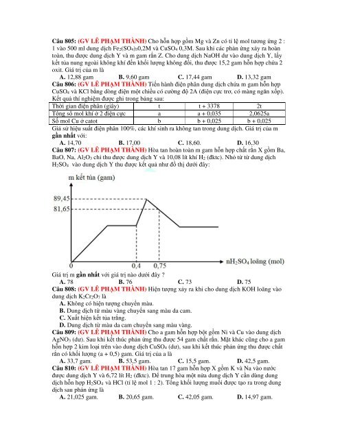 1156 câu lý thuyết tổng hợp hóa vô cơ trong kì thi THPT Quốc Gia 2019