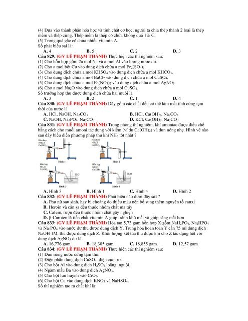 1156 câu lý thuyết tổng hợp hóa vô cơ trong kì thi THPT Quốc Gia 2019