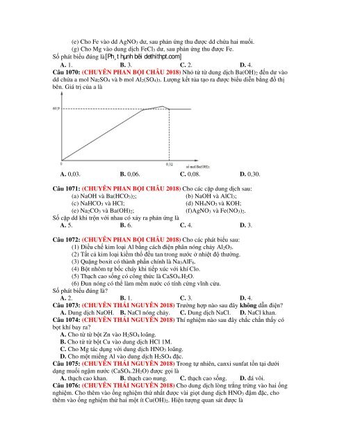 1156 câu lý thuyết tổng hợp hóa vô cơ trong kì thi THPT Quốc Gia 2019