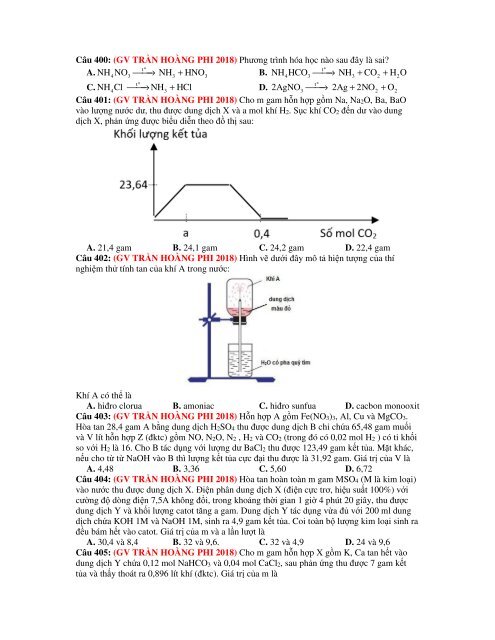 1156 câu lý thuyết tổng hợp hóa vô cơ trong kì thi THPT Quốc Gia 2019