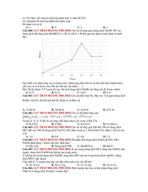 1156 câu lý thuyết tổng hợp hóa vô cơ trong kì thi THPT Quốc Gia 2019