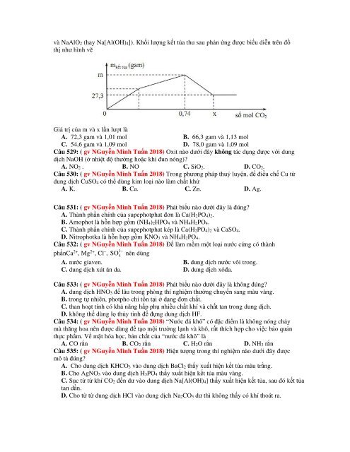 1156 câu lý thuyết tổng hợp hóa vô cơ trong kì thi THPT Quốc Gia 2019