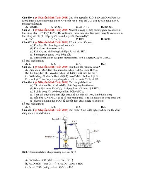 1156 câu lý thuyết tổng hợp hóa vô cơ trong kì thi THPT Quốc Gia 2019