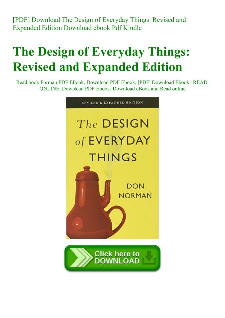 [PDF] Download The Design of Everyday Things Revised and Expanded Edition Download ebook Pdf Kindle