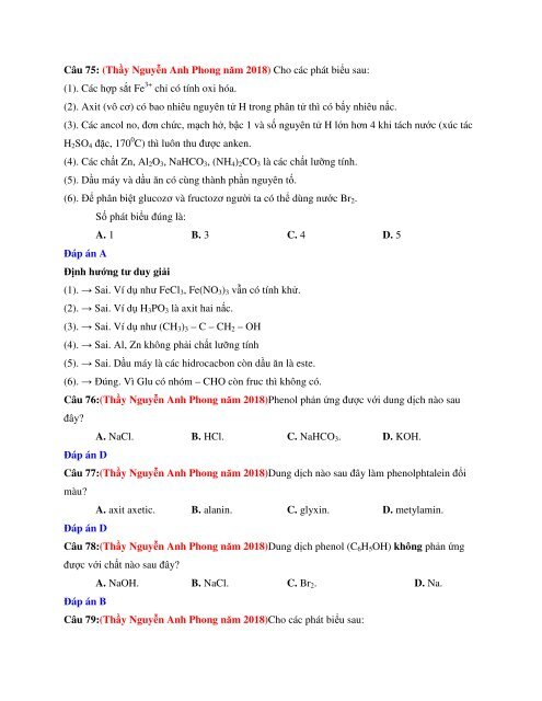 1556 câu lý thuyết Sự điện li, Ancol Phenol, Dẫn xuất Halogen, Cacbon Silic, Nito Photpho, Hidrocacbon, Andehit Xeton Axit cacboxylic, Đại cương về kim loại