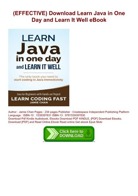 (EFFECTIVE) Download Learn Java in One Day and Learn It Well eBook