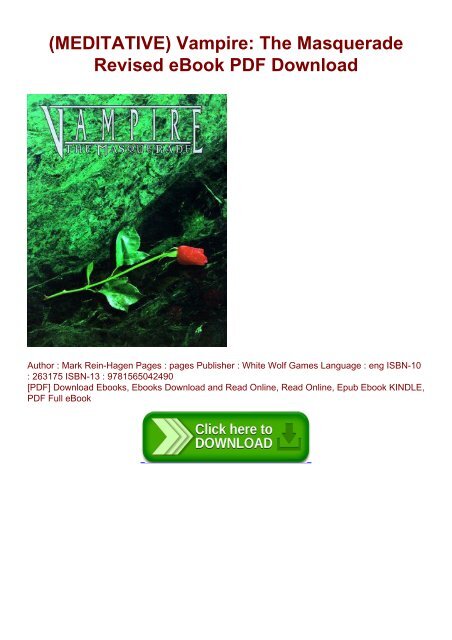 Meditative Vampire The Masquerade Revised Ebook Pdf Download