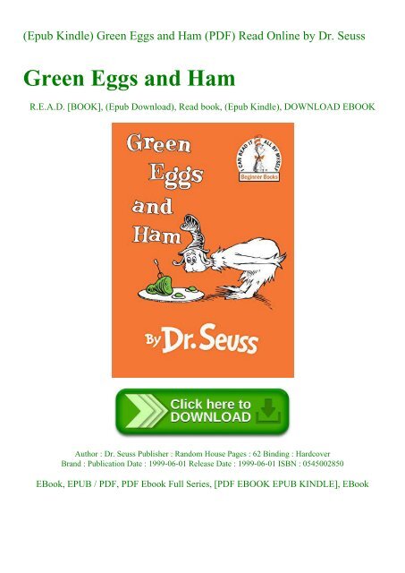 Epub Kindle Green Eggs And Ham Pdf Read Online By Dr Seuss