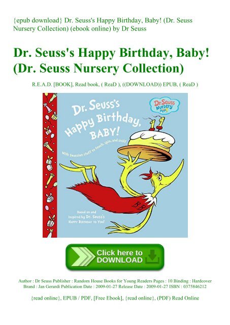 Epub Download Dr Seuss 039 S Happy Birthday Baby Dr Seuss Nursery Collection Ebook Online By Dr Seuss