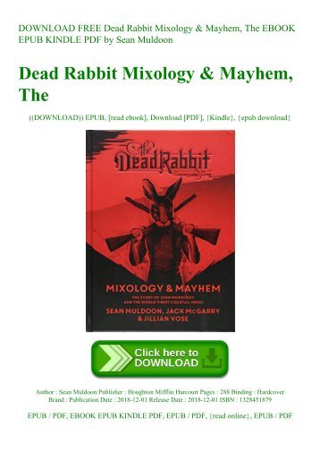 DOWNLOAD FREE Dead Rabbit Mixology & Mayhem  The EBOOK EPUB KINDLE PDF by Sean Muldoon