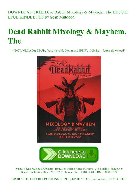DOWNLOAD FREE Dead Rabbit Mixology &amp; Mayhem  The EBOOK EPUB KINDLE PDF by Sean Muldoon