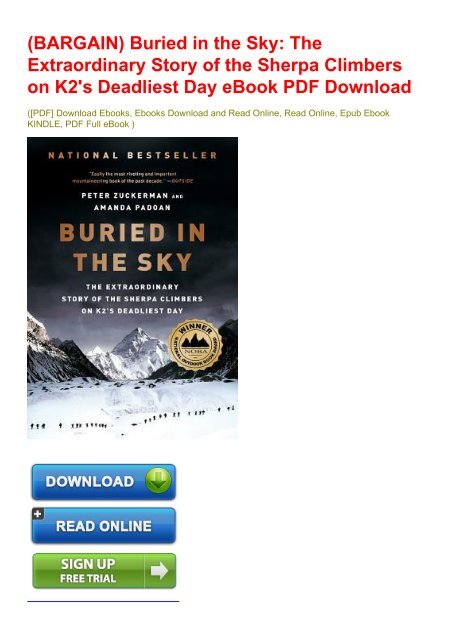 (BARGAIN) Buried in the Sky: The Extraordinary Story of the Sherpa Climbers on K2's Deadliest Day eBook PDF Download