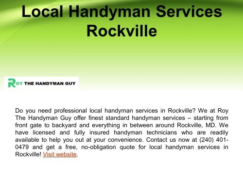 Professional Local Handyman Services in Rockville