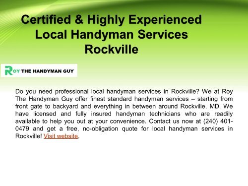 Professional Local Handyman Services in Rockville