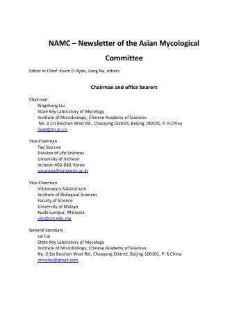NAMC – Newsletter of the Asian Mycological Committee