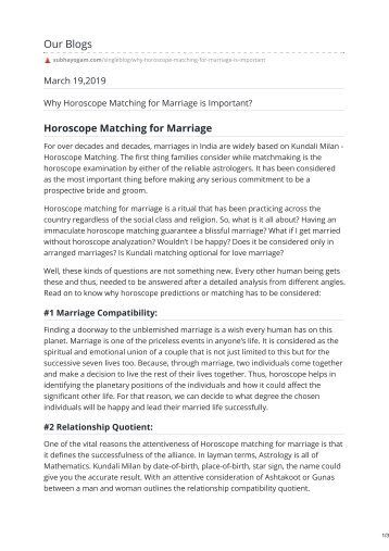 Why Horoscope Matching for Marriage is Important
