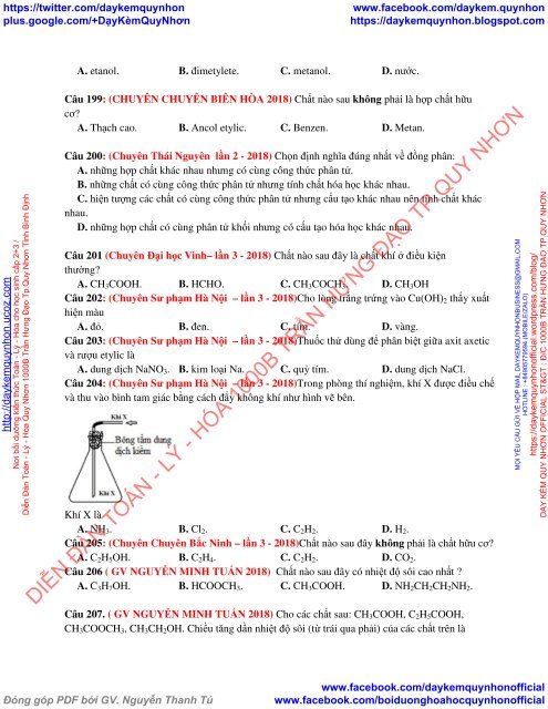 231 câu lý thuyết đại cương hóa hữu cơ có trong kì thi THPT Quốc Gia 2019