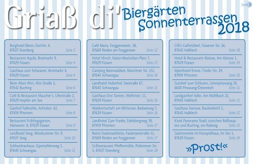 Biergärten Sonnenterrassen 2018 Füssen