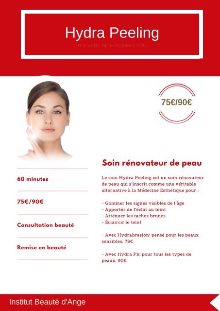 Tarifs soins visage