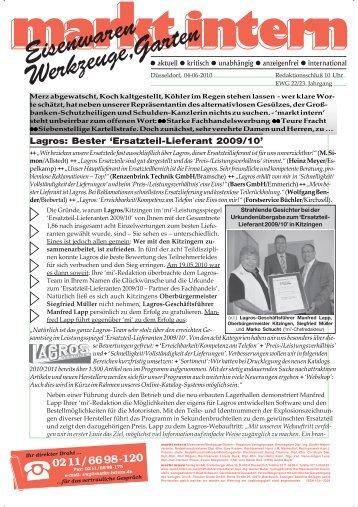 Lagros: Bester 'Ersatzteil-Lieferant 2009/10' - Lagros GmbH