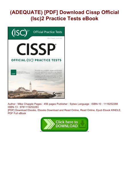 (ADEQUATE) [PDF] Download Cissp Official (Isc)2 Practice Tests EBook