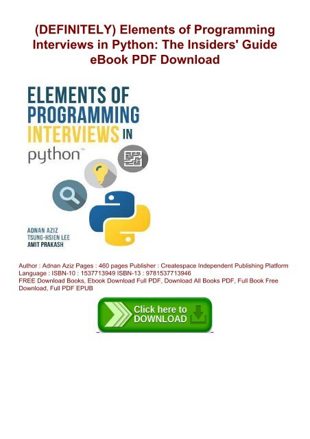 elements of programming interviews epub