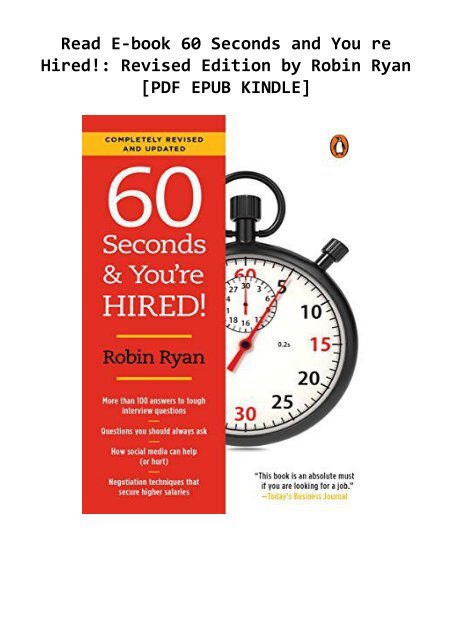 Read E-book 60 Seconds and You re Hired!: Revised Edition by Robin Ryan [PDF EPUB KINDLE]