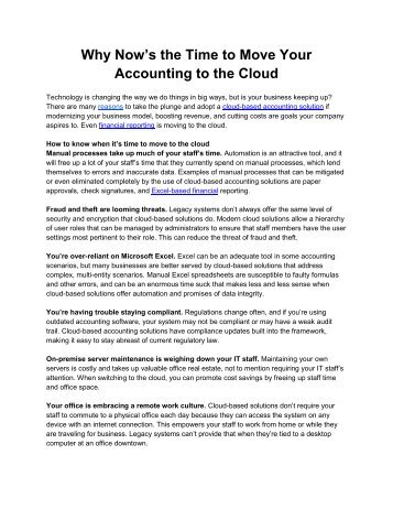 Why Nows the Time to Move Your Accounting to the Cloud