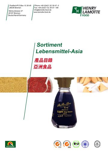 Sortiment Lebensmittel-Asia - bei Henry Lamotte
