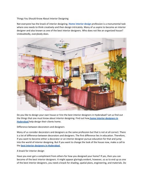 Things You Should Know About Interior Designing