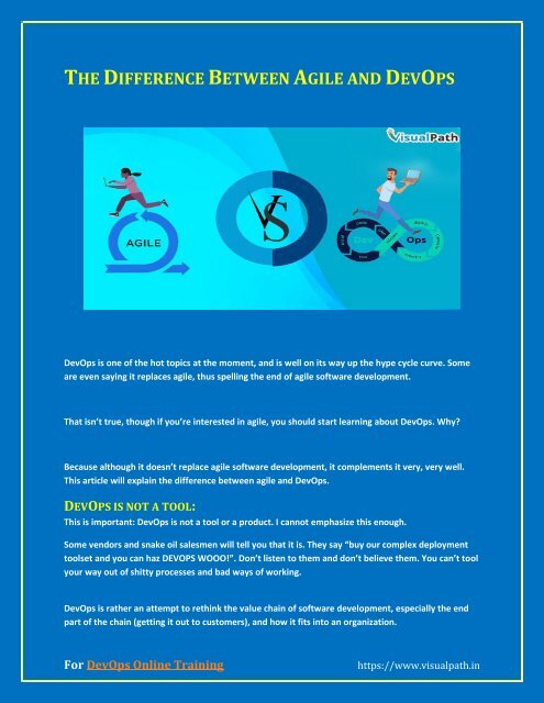 The difference between Agile and DevOps
