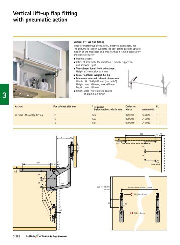 Vertical lift-up flap fitting with pneumatic action and ... - Hettich