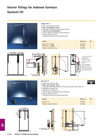 Interior fittings for bedroom furniture Garment lift - Hettich