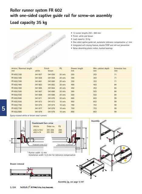 Roller runner system FR 402 with one-sided captive guide ... - Hettich